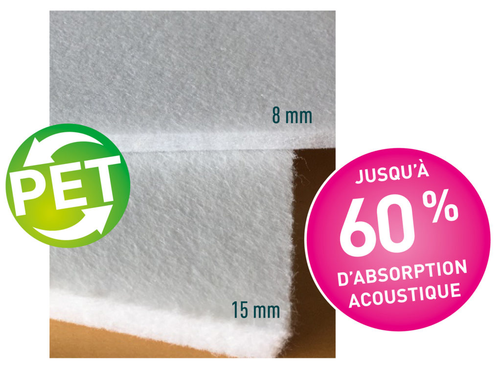 Avec les produits SempaTap NOFLAM 8 mm ou 12 mm vous avez jusqu'à 60% d'absorption acoustique
